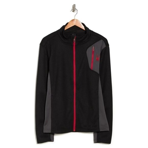 Spyder Mens Black Full Zip Color Block Pockets Knit Raider Track Jacket Sz M New - Picture 8 of 10